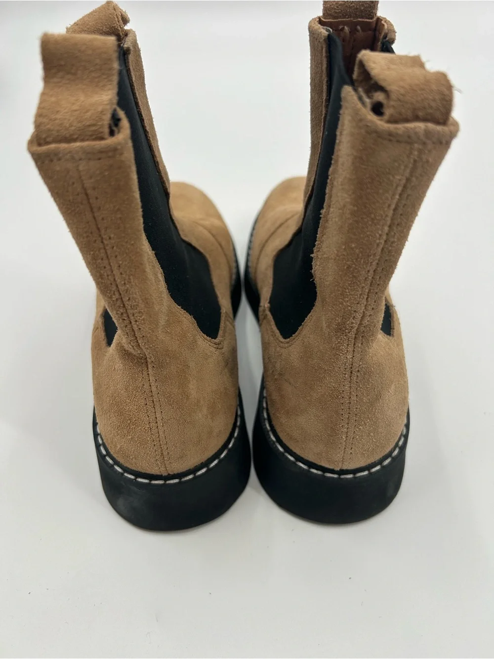 PILCRO Anthropologie Tan Leather Chukka Boots with Black Elastic size 38